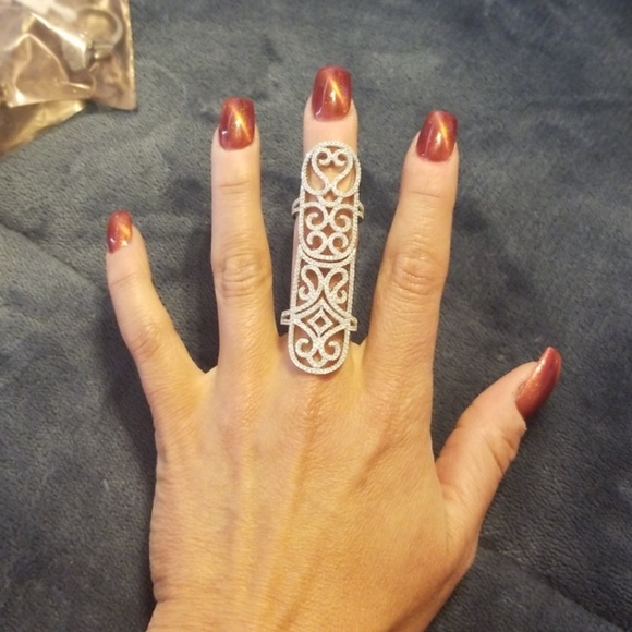 925 CZ long finger knuckle ring - Picture 8 of 8